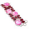Pink Mother Of Pearl, Garnet Handmade 925 Sterling Silver Bracelet 7-8" R1m80