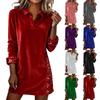 Womens Velvet Sequin Dresses Long Sleeve V Neck Collared Wedding Guest Dress Formal Cocktail Prom Party Dress