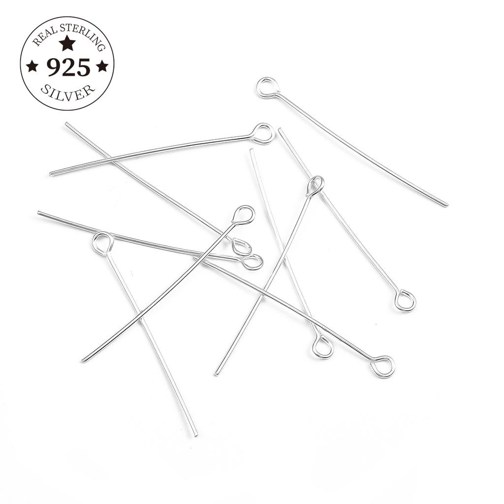 925 Sterling Silver Ball Head Pins Needles 9 Eye Pins T Shape Heads Pins Beads Earring Jewelry Findings Ornament Jewelry Making