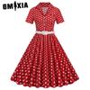 Women's Polka-dot Patchwork Belt Short-sleeved Dress Hepburn Vintage Dress