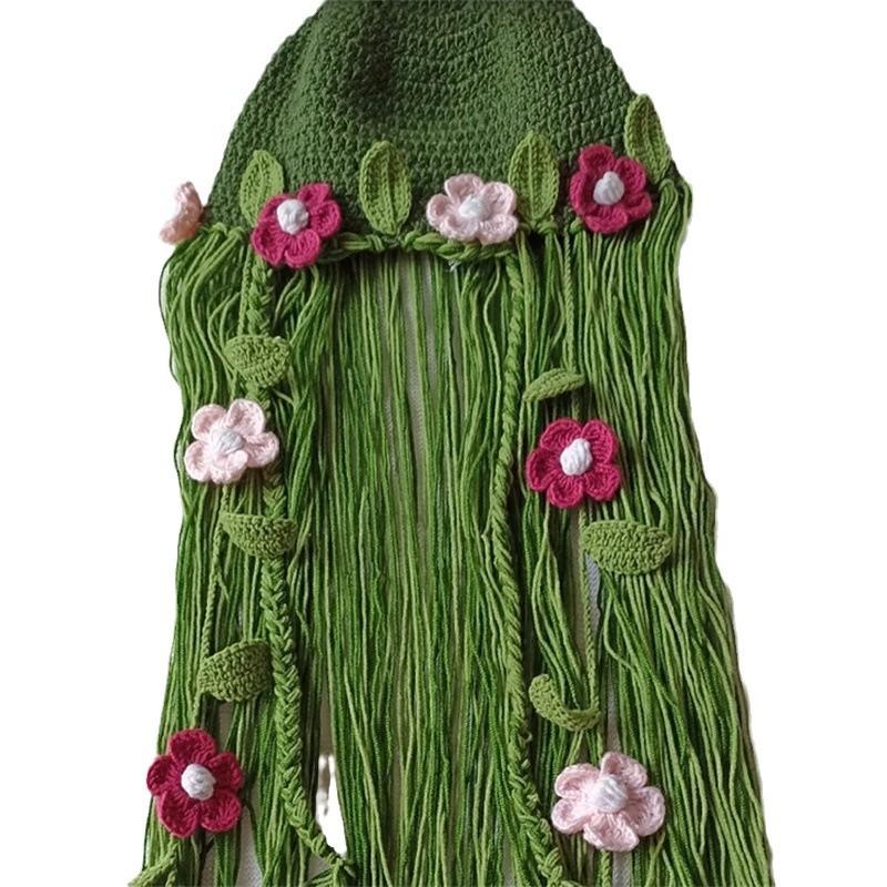 Полностью ручная вязка на Хэллоуин, креативный, забавный, цельный капюшон и маска в виде рога дьявола