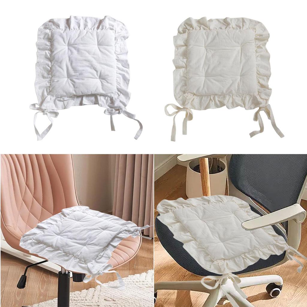 Ruffle Chair Cushion Square Multipurpose Seat Mat Comfortable Ruffles Seat Pad for Country Kitchen Farmhouse Wedding Decor