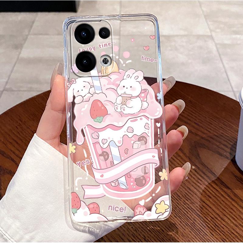 Чехол для OPPO Reno13 Reno 13 Pro 5G Роскошный Милый Сердце Кролик Забавный Чехол OPPO Reno 13 13Pro Reno13Pro 5G Прозрачный Мягкий Чехол для Телефона