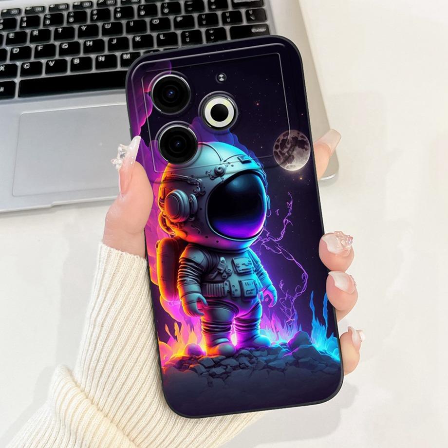 Для Tecno Pova 6 Neo Pova6Neo Чехол Жидкий Силикон Мягкий ТПУ Задняя Крышка 2024 Модный Телефон Funda Готический Черный Ночной Бампер