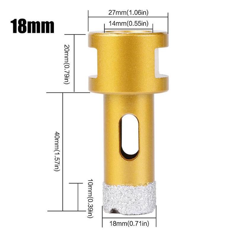 Резьбовое паяное алмазное сверло для бурения отверстий, сверло для угловой шлифовальной машины M14 для керамической плитки, мрамора, гранита, кирпича 6-65 мм