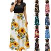 Women's Fashion Casual Loose Printed Round Neck Short Sleeve Long Dresses Short Sleeve Long Dresses