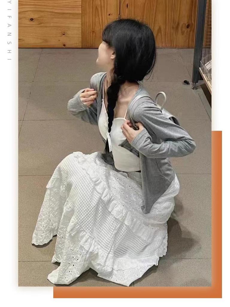 Женская юбка весна-лето 2025 с высокой талией и средней длиной, белая - элегантный и пышный стиль