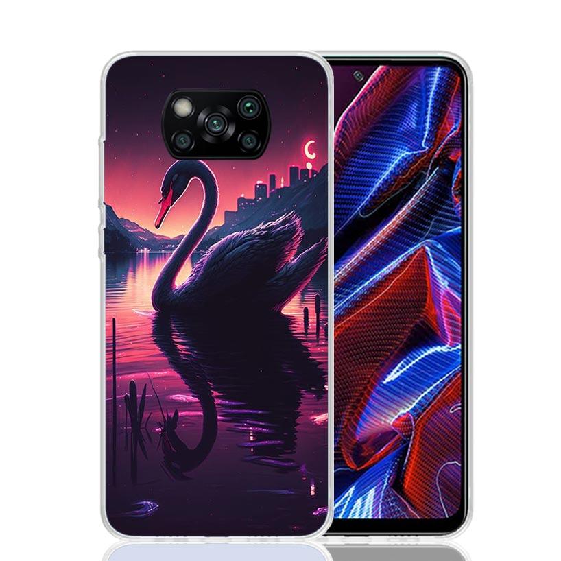 Black Swan Noble Phone Case For Xiaomi Poco X7 X6 X5 Pro F7 Ultra Redmi 15C 15 13 13C 12 12C 10 10A 10C 9 9A 9C 9T Cover Poco X7