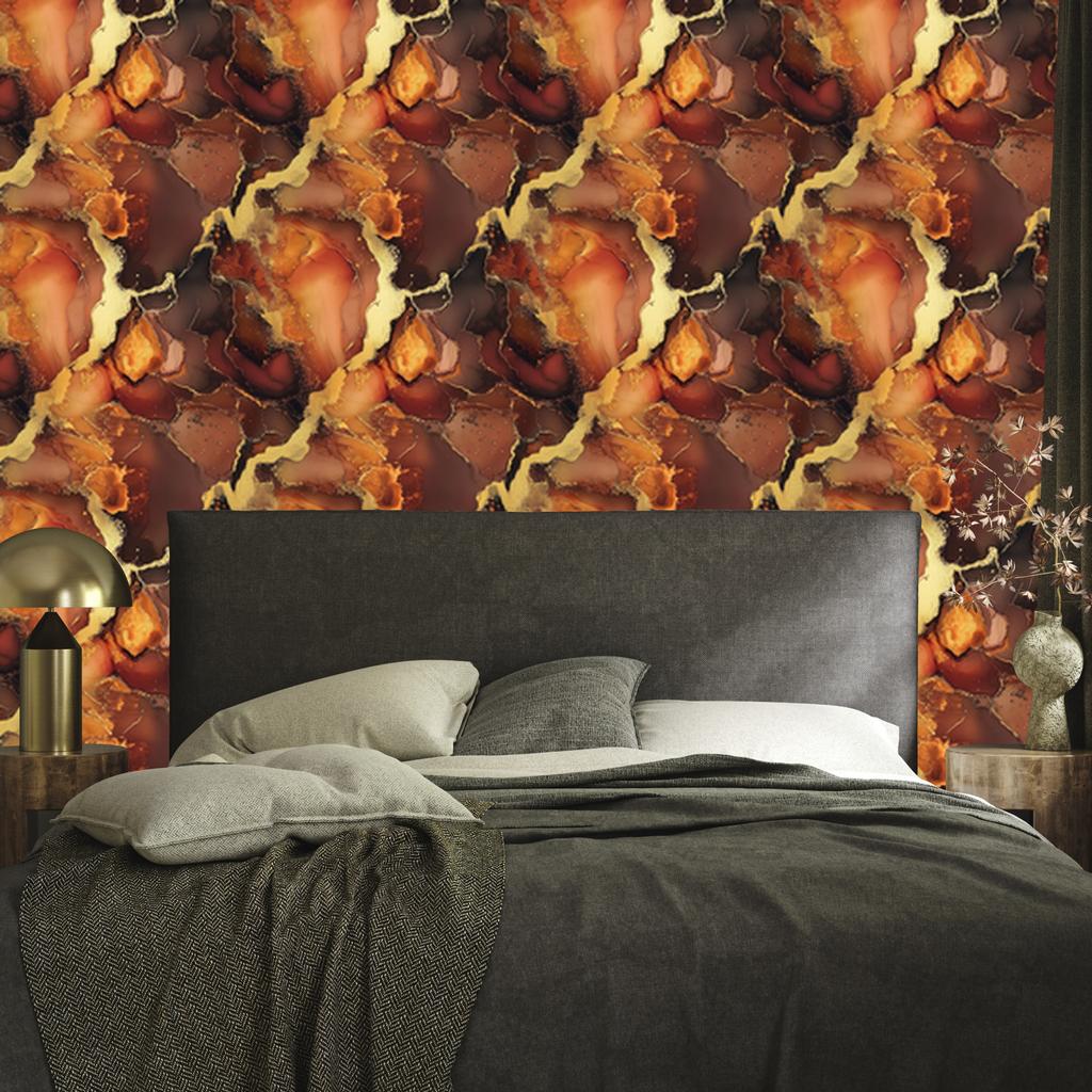 Ink Orange, Rust and Burgundy Wallpaper for Living Room and Bedroom 50x1000