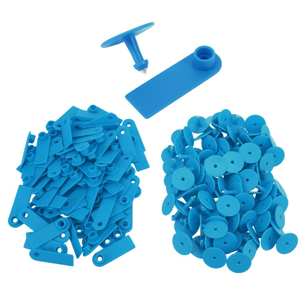 100 шт. пустых ушных бирок для животных, коз, овец, свиней, скота, ушных бирок из ТПУ для сельскохозяйственных животных, без букв, синие