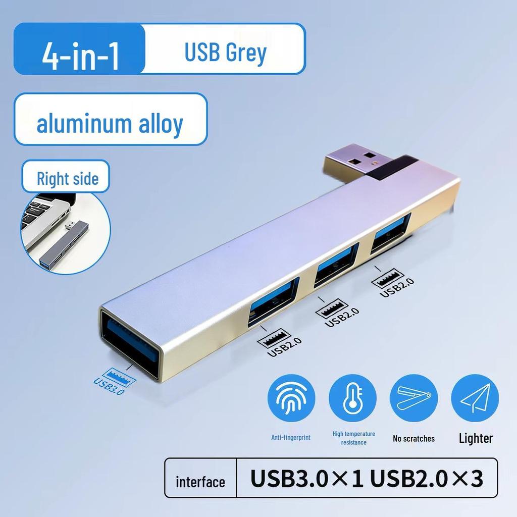 USB 3.0 Алюминиевый Угловой 4-портовый Хаб для Ноутбука