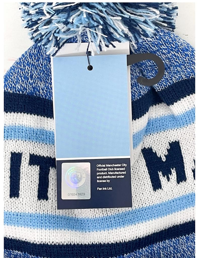 Fan Ink Manchester City Beanie Knit Ski Licensed M City Winter Large Hat, Hat, White, White,