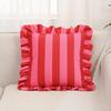 Striped Pillow Case Cover Lotus Leaf Skirt Edge Soft Pillowcase Home Decor Velvet Bedding Pillow Cover Bedroom Living Room