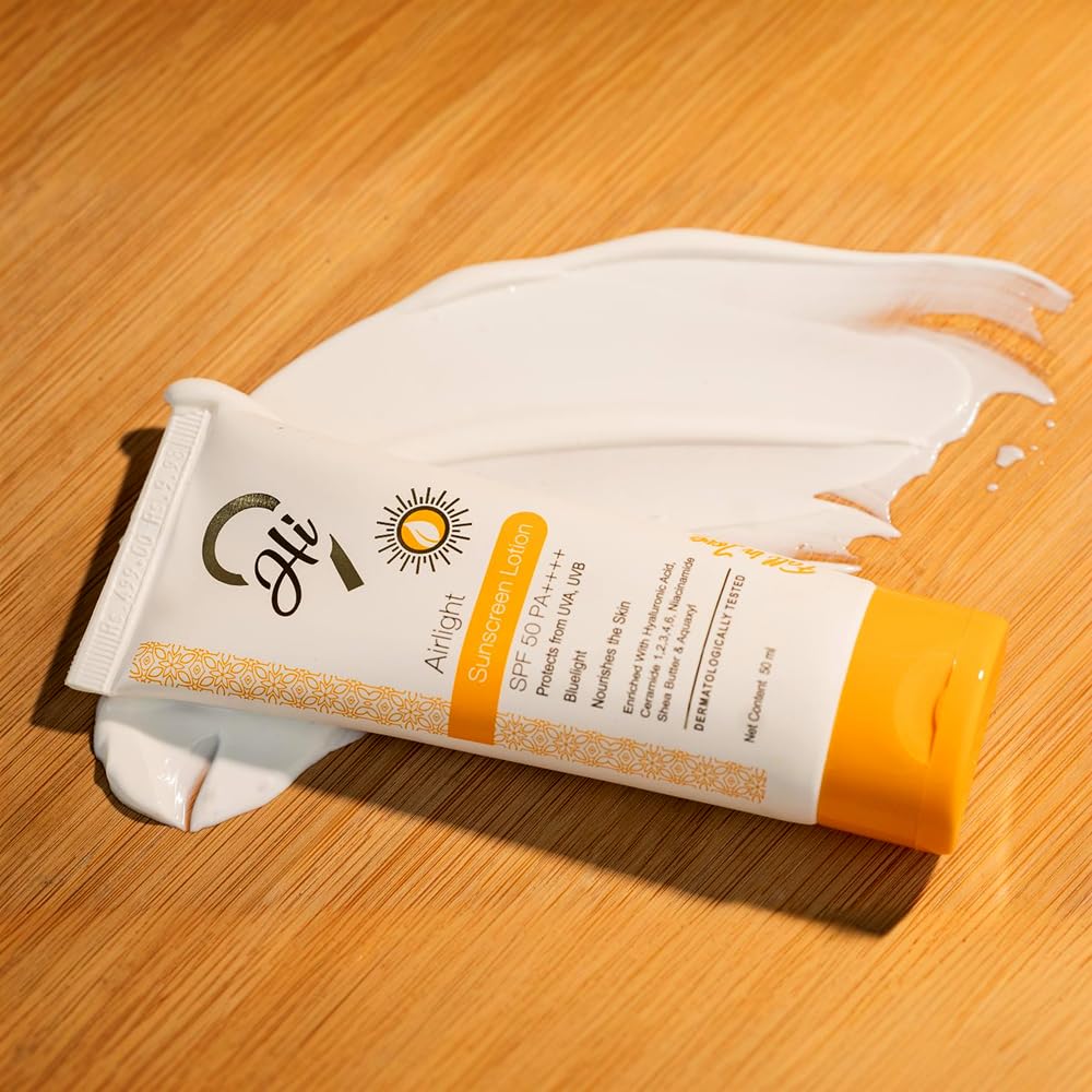 Hi9 Airlight Солнцезащитный лосьон SPF 50 PA++++, 50 мл – Лучшее солнцезащитное средство для жирной кожи, Солнцезащитный крем для лица для мужчин и женщин, Легкая защита от солнца для Al