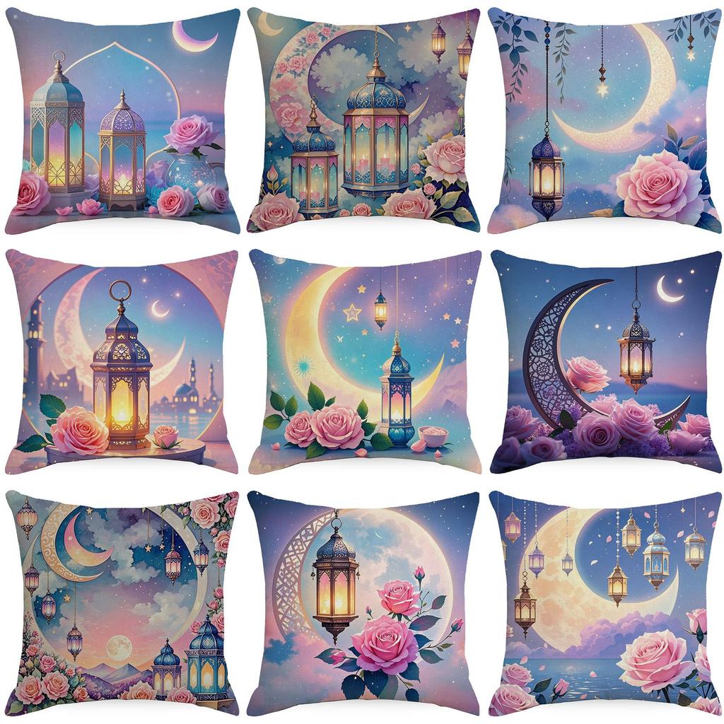 New Moon Chandelier Flowers Dreamy Folk Line Print Home Living Room Sofa Pillow Cover