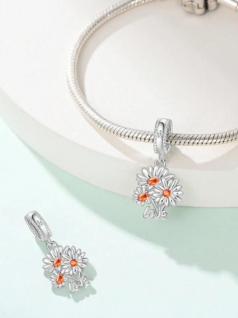 Шармы Серебро Медные Цвета Ромашка Кактус Цветок Бусины Шарм Подвеска Для Оригинального Браслета Для Женщин Diy Украшения Подарок Любви