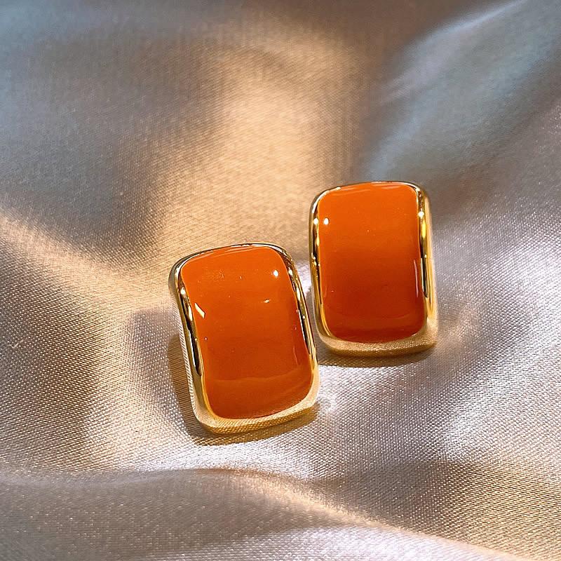Серебряная игла капающее масло квадратные геометрические серьги в гонконгском стиле ретро темперамент пусеты нишевый простой дизайн серьги женские