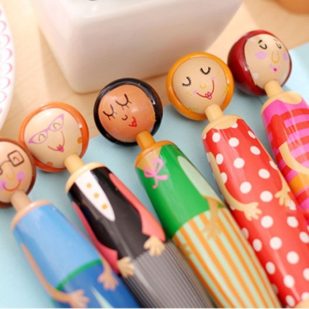 5Pcs/bag Plastic Ballpoint Pen Cartoon Doll Pen New Neutral Pen