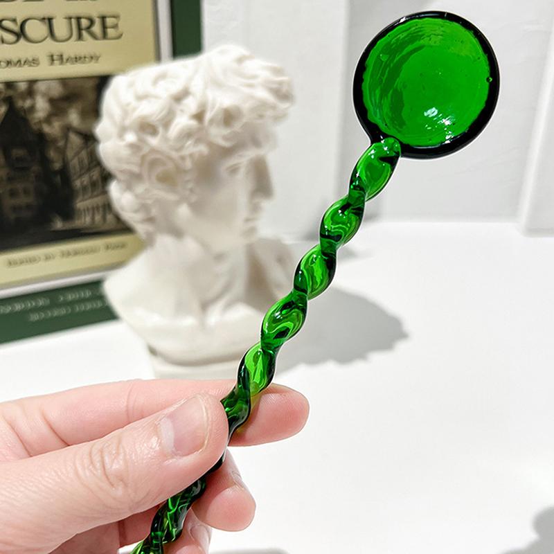 Стеклянные кофейные ложки с длинной ручкой, красочные и милые чайные ложки, кухонные принадлежности, ложка для молочного десерта и мороженого