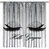Eyelash Blackout Curtains Modern Luxury Silver Glitter Eyelash Twinkle Drips Light Grey Fashion Abstract Art Bedroom Living Room Rod Pocket