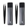 Gentleman Precision Tip Slanted Premium Tweezers, Black, 2 Pieces