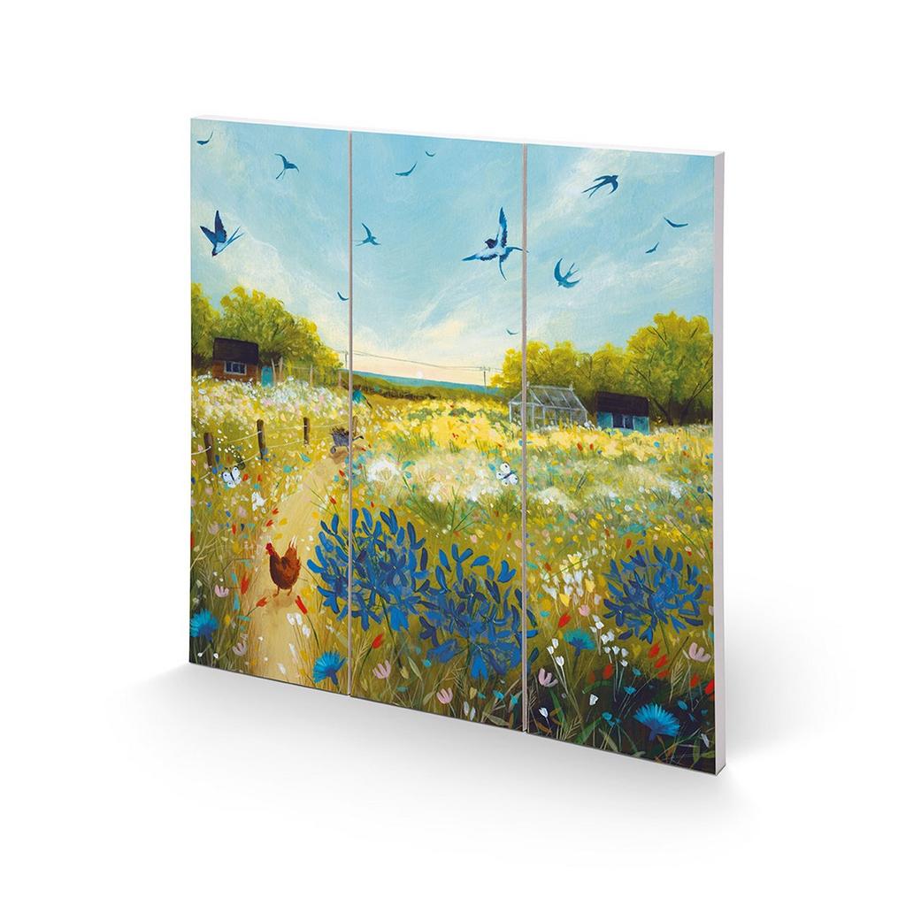 Julia Crossland Summer Meadow Square Wood Plaque