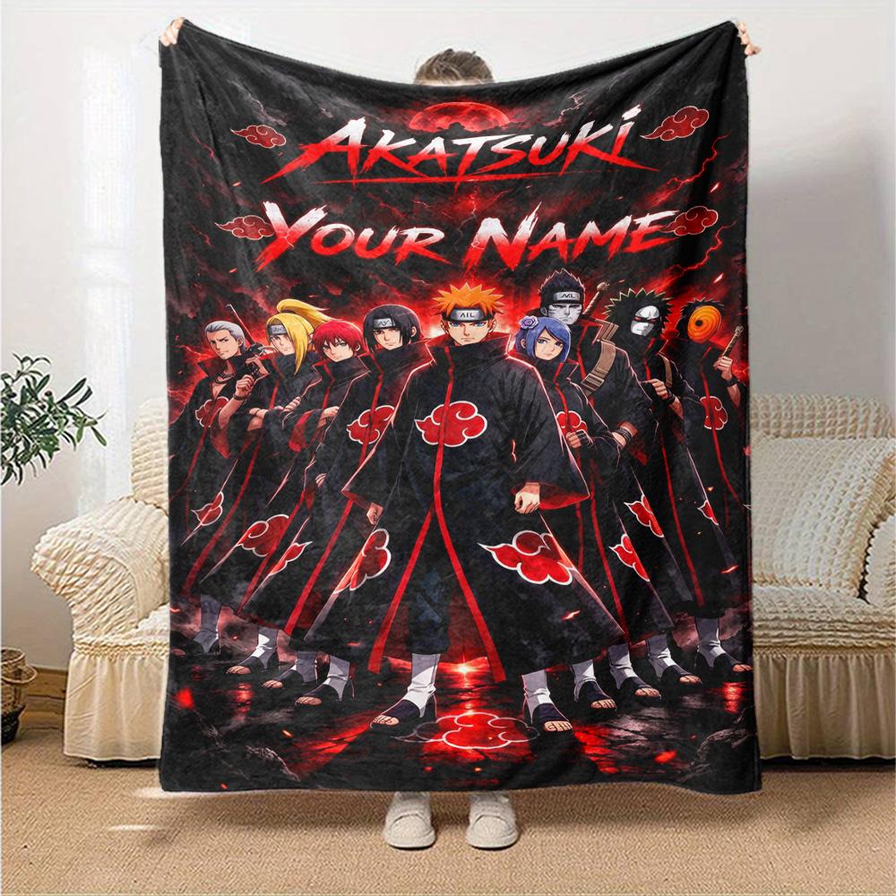 Naruto Character Customize Text Blanket Multi-purpose Personalized Blanket Soft Warm Cozy Versatile for Nap Home Decor Couch Livingroom