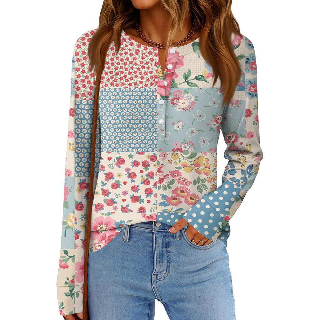 Women's Fashion  Loose Long Sleeve Round Neck Casual Top