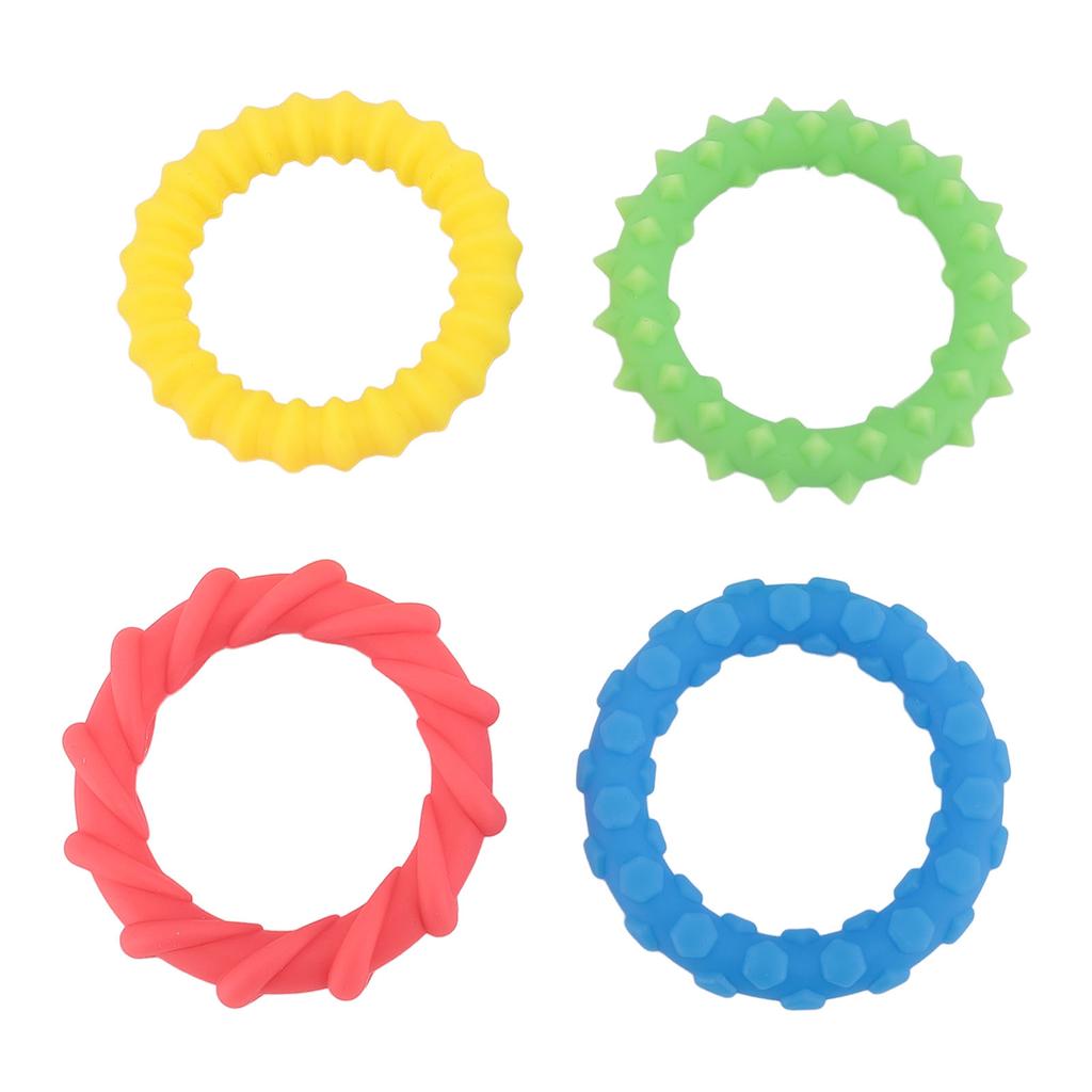 4 Pcs Kids Sensory Ring Toys Silicone Vibrant Colors Textured Skin Friendly Sensory Bracelets