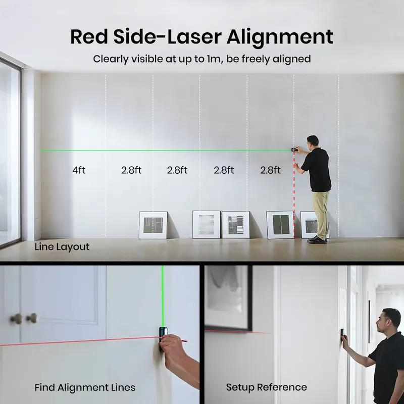 Mileseey Лазерный дальномер S50 120 м, перезаряжаемый, зеленая лазерная рулетка с Bluetooth, технология Powerburst, лазерная метка