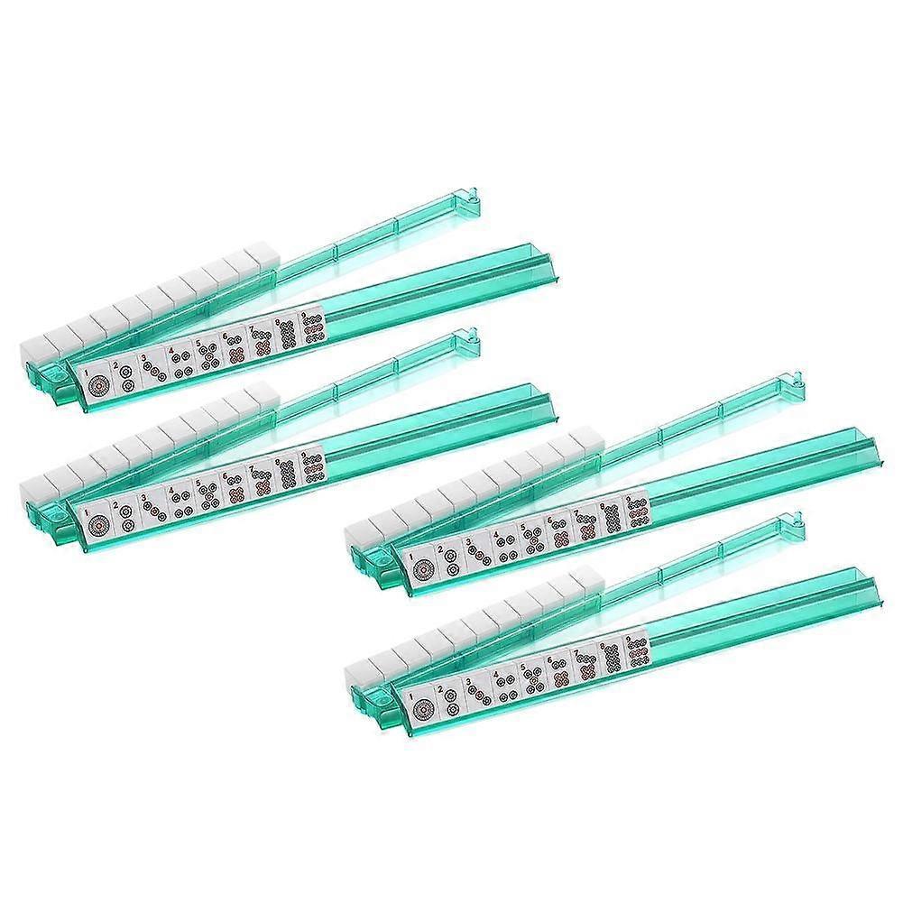 4pcs Mahjong Rack with Pushers, Acrylic Mahjong Racks with Built-in Pushers & Rotating Bases