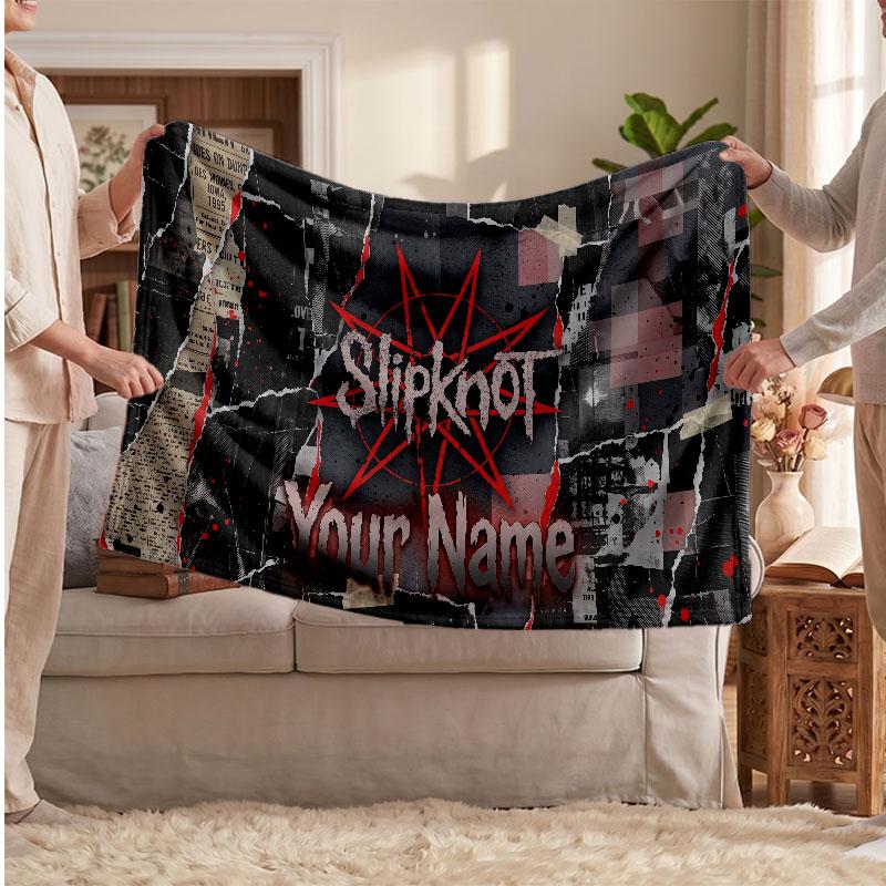 Фланелевое одеяло Slipknot, Персонализированное мягкое плед с текстом имени, Декор для дома, Подарок