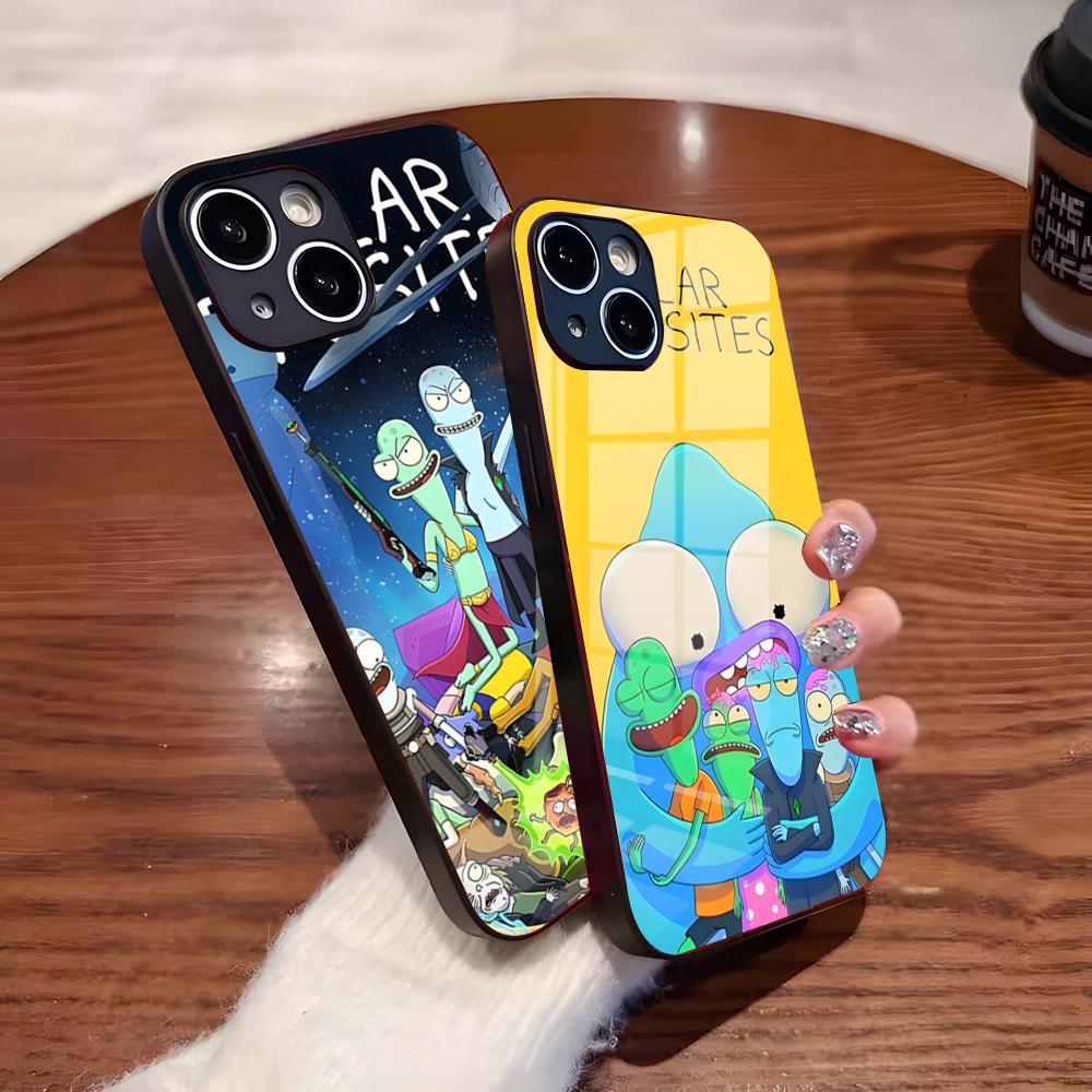 Мультяшный S-Солнечные ПротивоположностиES Чехол Для Телефона Для IPhone 17 Pro Max 16 15 14 Pro Max 13 11 Plus Стеклянная Крышка