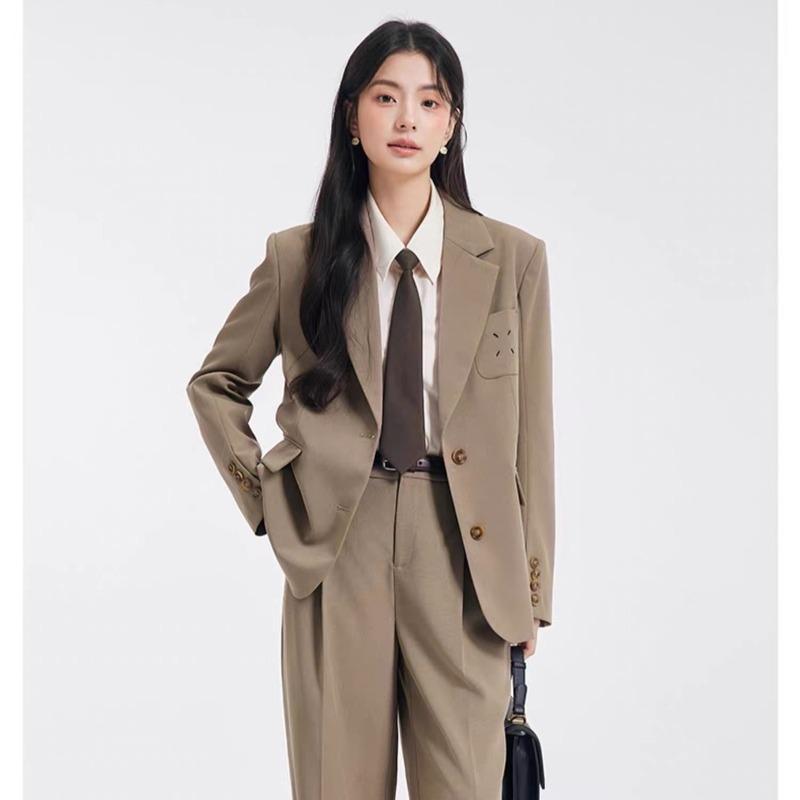 Women Suit Set Classic Two Piece Blazer and Pants Formal Office Wear Spring Autumn Simple Elegant Outfit