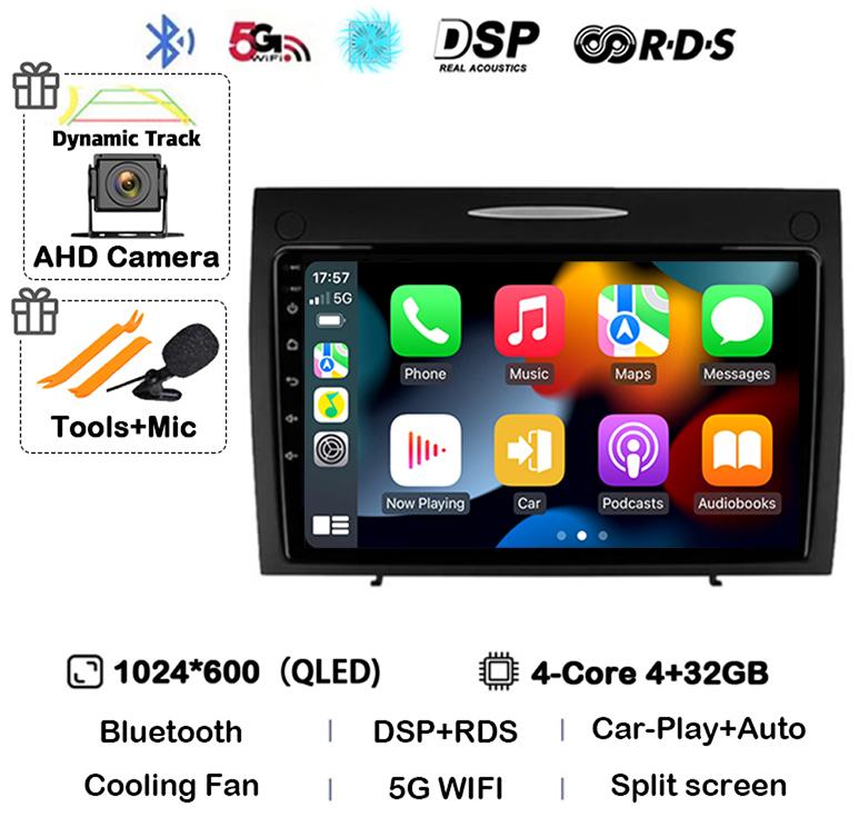 Android 14 Carplay Auto для Mercedes Benz SLK Class R171 SLK200 SLK280 SLK300 2000-2011 Автомобильный Радиоприемник Мультимедиа Видеоплеер Стерео