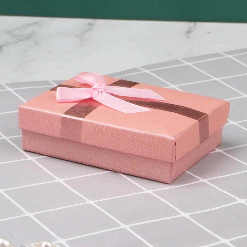 12 шт. бантовая шкатулка для украшений, серьги, органайзер для хранения ожерелий, бумажные органайзеры для хранения ювелирных изделий, подарочный футляр