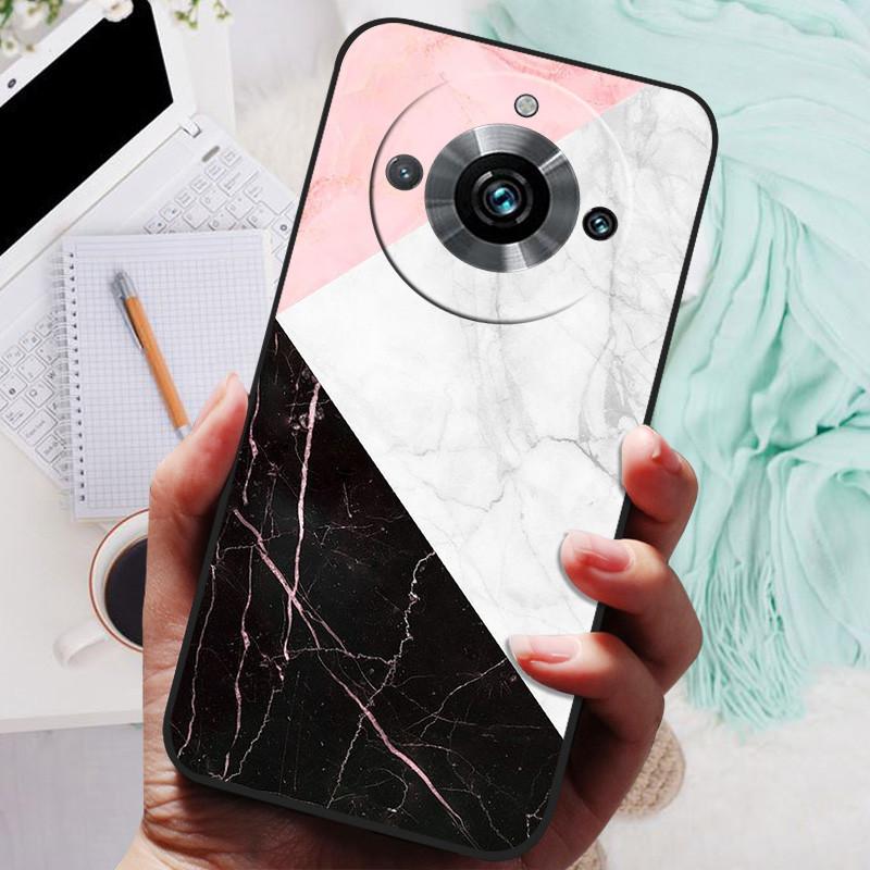 Чехол для Realme 11 Pro Plus Черный Силиконовый Милый Расписной ТПУ Coque для Realme11 Pro Capa Realme 11 5G 203 Funda Защитный