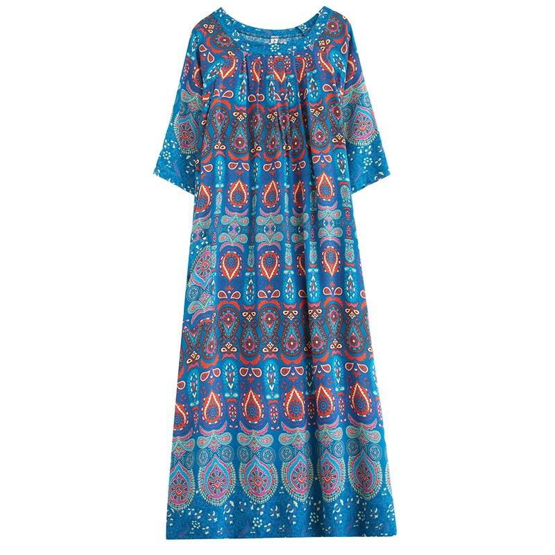 Летнее художественное ретро платье с большим принтом в этническом стиле, свободное платье-халат для детей, повседневные платья