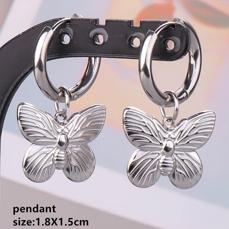 Pendientes Fashion Ear Jewelry Stainless Steel Horse Dog Bone Marine Animals Dangle Hoops Earrings For Women Men Round Piercing