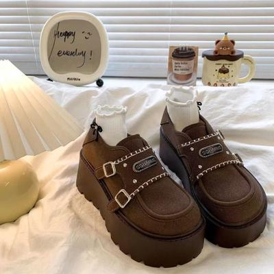 Все включено увеличение высоты ретро платформа весна-осень новый один педаль одинарная обувь женщины