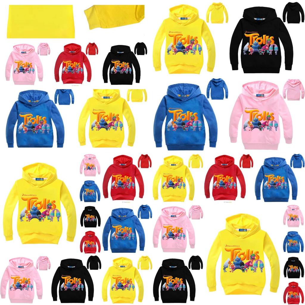 Толстовка с капюшоном Poppy Bobble из мультфильма Dreamworks Trolls для детей Мягкая и стильная хлопковая одежда