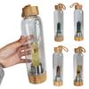 Natural Crystal Column Gemstone Energy Healing Glass Water Bottle Cup Drinkware