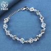 925 Sterling Silver Square AAA Zircon Chain Bracelet Jewelry