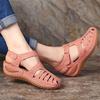 Retro Women's Sandals Car Line Hole Shoes Large Size Round Toe Wedges Comfortable Sandals Women