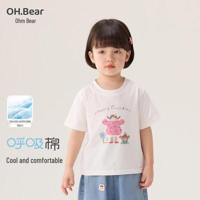 Детская футболка с коротким рукавом с мультяшным принтом для девочек Oumuxiong