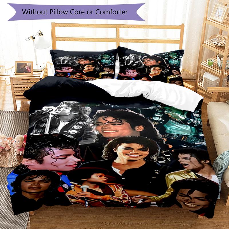 3pcs Michael Jackson Bedding Set Duvet Cover Closure Includes 1 Duvet Cover & 2 Pillowcases, Soft and Comfortable for All Seasons.