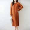 Women Sweater Dress 100% Wool O-neck Knit Long Pullover Winter Jumpers Wool Long Dress Female