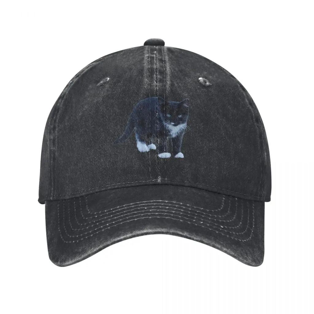 Black and White Tuxedo kitten Baseball Cap Hat Baseball Cap Snap Back Hat Hat Unisex Luxury F Sun Hats For Women Unisexs