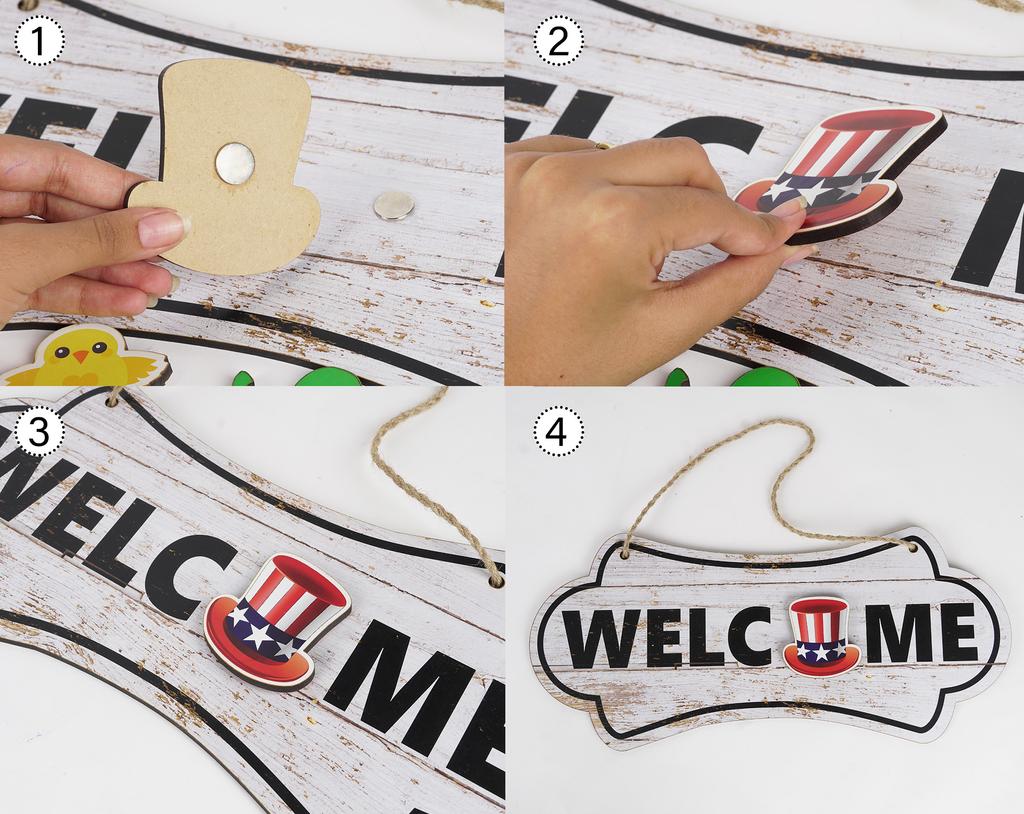 Inkdotpot Welcome Sign Front Door Decorations Hanging Rustic Wood Seasonal Holiday Ornaments Housewarming GiftWall Hanging 18" Inches