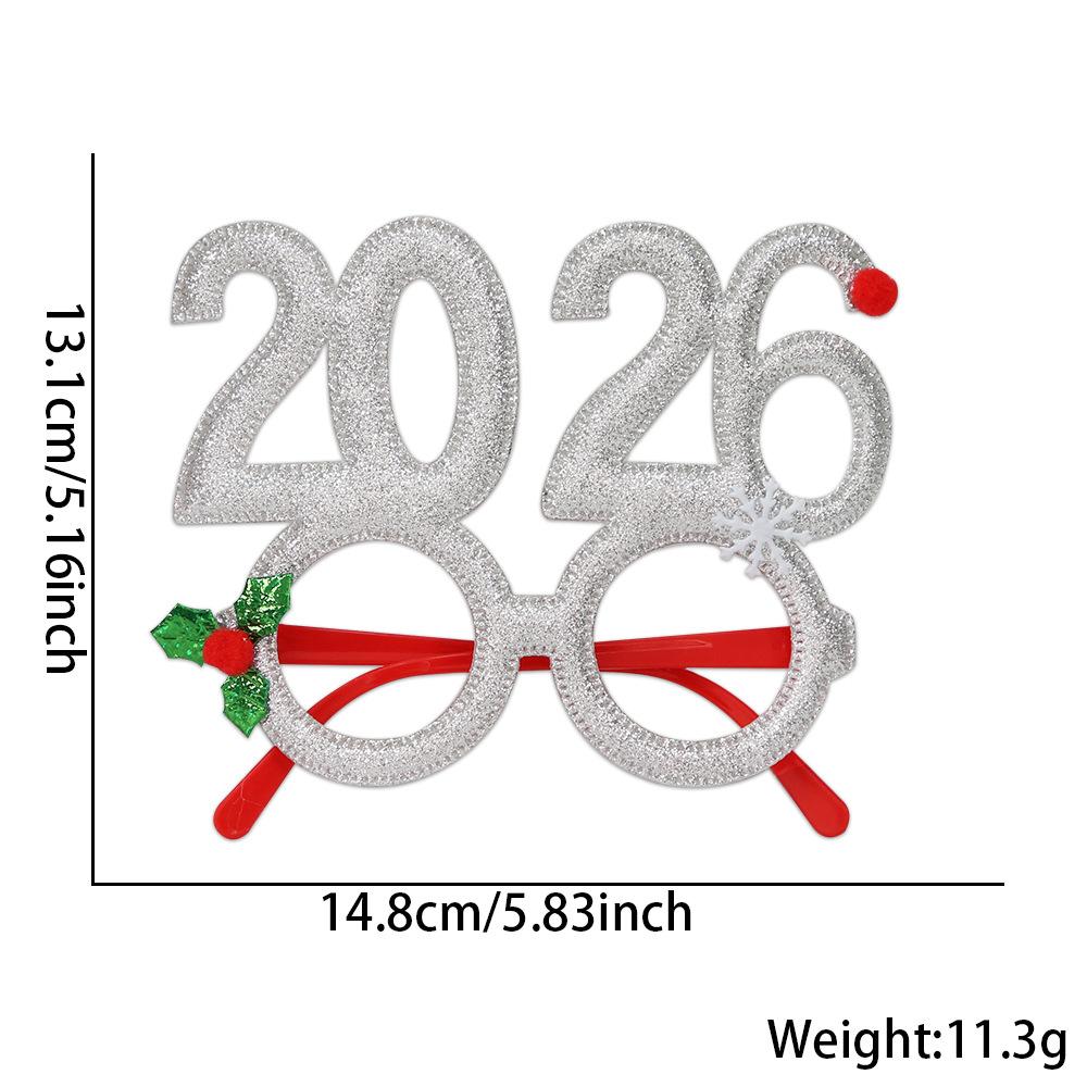 1PC Christmas Glitter Party Glasses Frames with 2026 Designs Decorations Accessories for Christmas Party Favors Holiday Favors